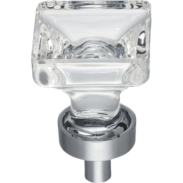 1 Overall Length Polished Chrome Square Glass Harlow Cabinet Knob